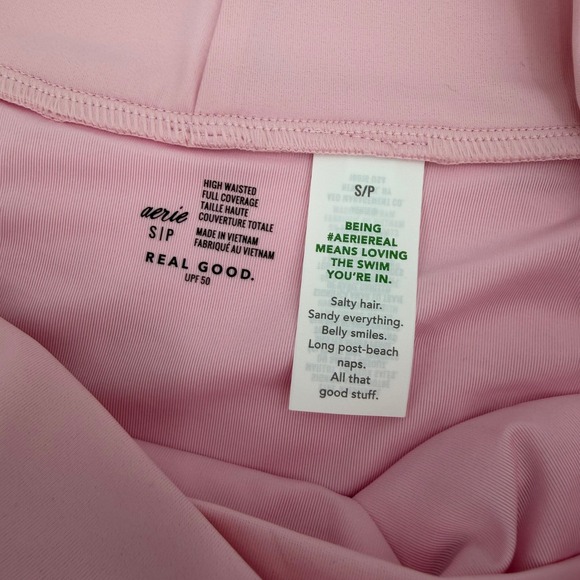 Aerie Light Pink High Waisted Cross Waist Full Coverage Bikini Bottoms Size S - Picture 5 of 12